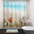 HIYOO Bathroom Decorative Polyester Fabric Waterproof Shower Curtain with Hooks, Ocean Sea Sailboat Beach Starfish Seashell Design Bathtub Art Bath Curtain Sets 60" W x 72" L