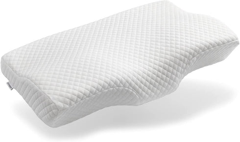 Ximoon Contour Memory Foam Pillow, Cervical Pillows for Sleeping, Orthopedic Pillow for Neck Pain Relief Odorless Ergonomic Bed Pillow for Side, Back and Stomach Sleeper with Washable Pillowcase