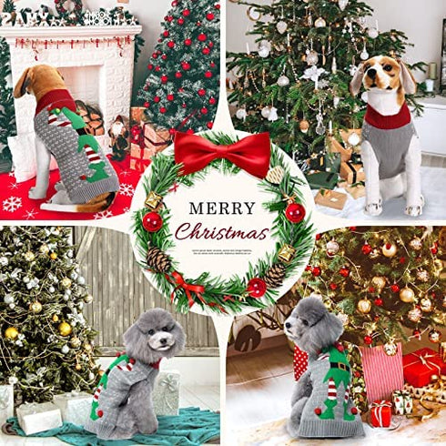 DOGGYZSTYLE Dog Cat Ugly Christmas Sweater Boy Girl Xmas Pet Clothes Holiday Puppy Costume New Year Gifts for Small Medium Large Dogs Outfits (XXS, Grey Elf)