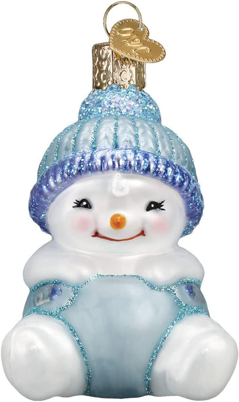 Old World Christmas Snow Baby BOY Ornament, Cheerful White