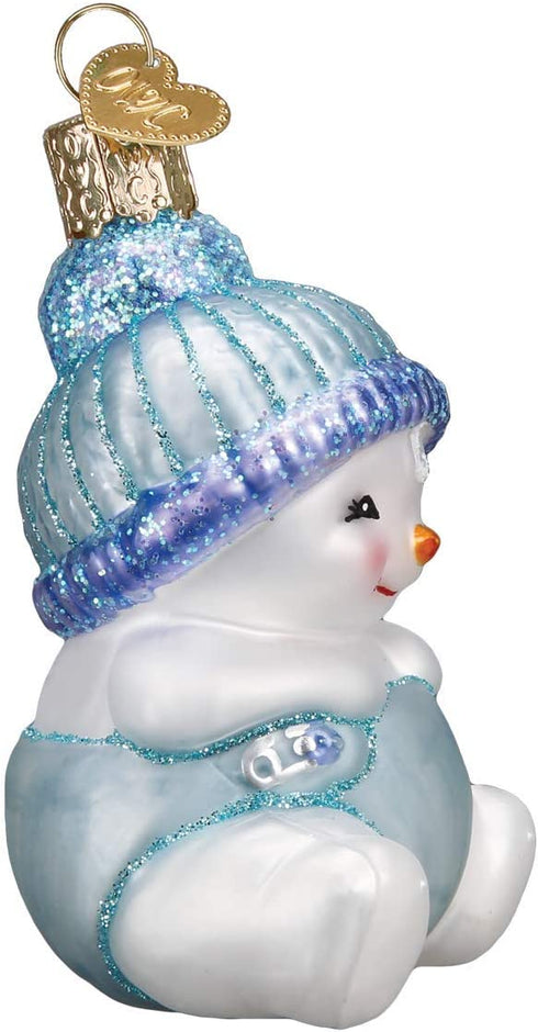 Old World Christmas Snow Baby BOY Ornament, Cheerful White