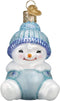 Old World Christmas Snow Baby BOY Ornament, Cheerful White