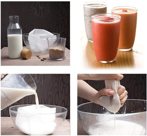 Freehawk Nylon Straining Bag Fine Mesh Food Strainer Bag Reusable Strain Tea Pulp Juice Food Nut Milk Filter Bag(15.7 x 15.7, 8 Packs)