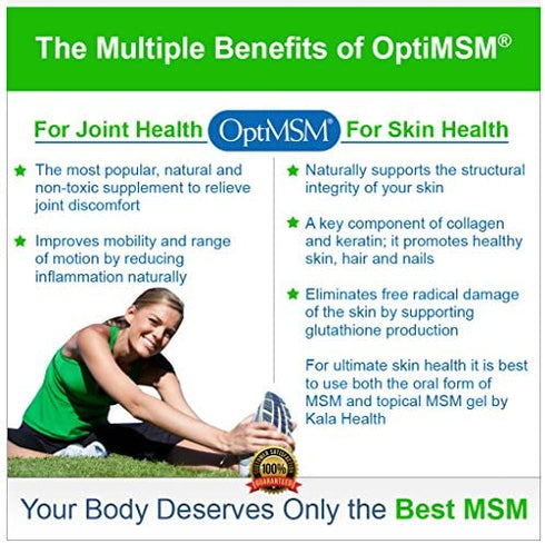 Kala Health MSMPure Maximum Strength Muscle & Joint Comfort MSM Cream, 2 oz, Fast Acting & Non-Staining Formula, Made in The USA
