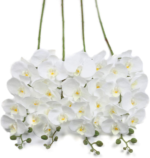 U'Artlines 38 Inch Artificial Butterfly Orchids Branches 4PCS Greenery Plants for Home Decoration(4pcs White)