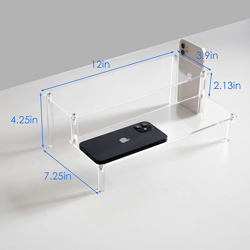 BYCY 2 Pack 2-Tier Clear Acrylic Display Stand Display Shelf for Dessert Jewels Figurines, Clear Cupcake Stand - 2 Pack (12" 6.9" 4.25")