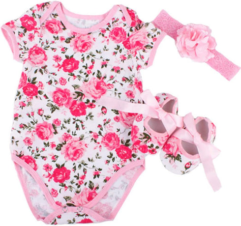 Rose Pattern Romper Clothes Set for 20"-23" Reborn Newborn Baby Doll