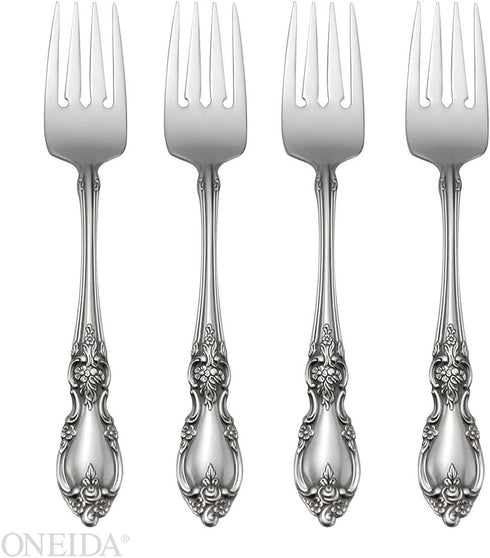 Oneida Louisiana Fine Flatware Salad Forks, Set of 4, 18/10 Stainless Steel