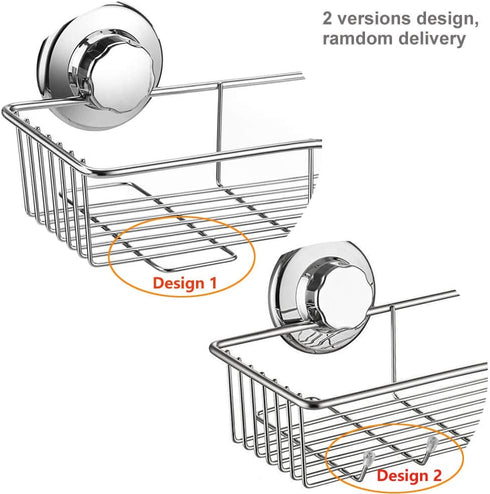 ARCCI Powerful Suction Cup Shower Caddy, Bath Shelf Storage Combo Organizer Basket for Bathroom & Kitchen, Rustproof Stainless Steel