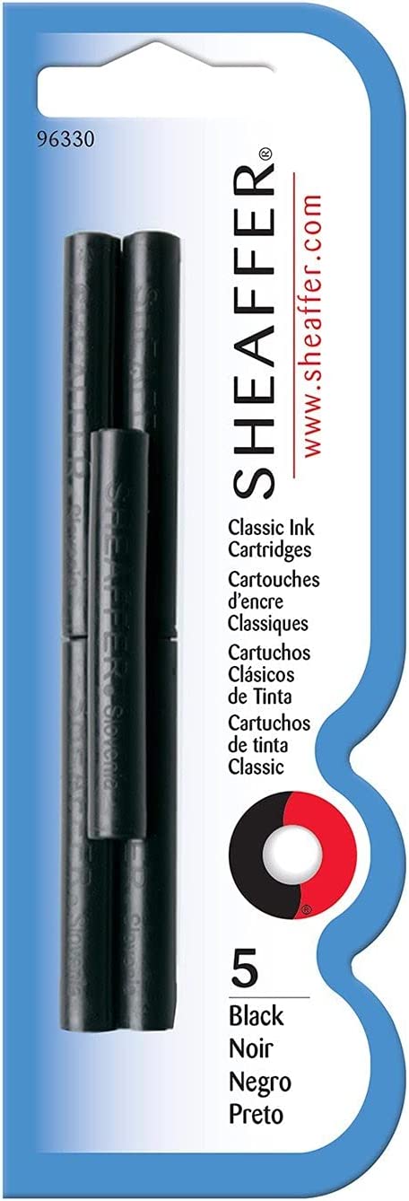 Sheaffer Classic Fountain Pen Ink Cartridges, Black, 5-Pack (96330)