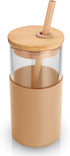 tronco 16oz Glass Tumbler Straw Silicone Protective Sleeve Bamboo Lid - BPA Free