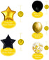 Black and Gold Party Decorations Kit, Gold Foil Fringe Curtain Backdrop, Black and Gold Star Mylar Balloons, Black and Gold Balloons Set for Birthday, Graduation Party Supplies