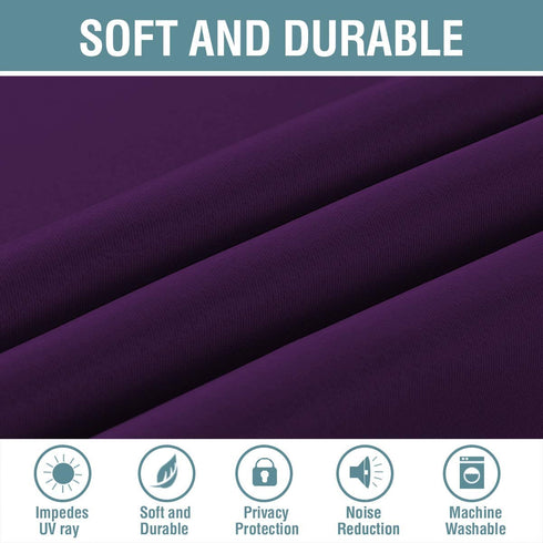 Thermal Insulated Blackout Window Curtains for Bedroom / Living Room Ultra Soft and Smooth Innovated Microfiber Grommet Curtains 84 Inch Length - Solid in Plum Purple ( One Panel )