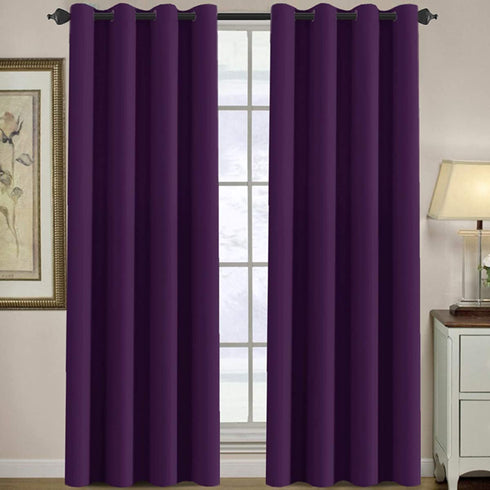 Thermal Insulated Blackout Window Curtains for Bedroom / Living Room Ultra Soft and Smooth Innovated Microfiber Grommet Curtains 84 Inch Length - Solid in Plum Purple ( One Panel )