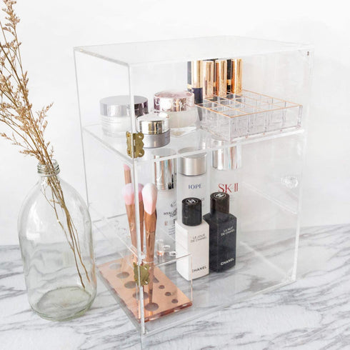Moosy Life Moonlight Rose Gold Acrylic Lipstick Holders and Organizers, 24 Slots, ML03