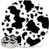 Set of 4 Coasters for Drinks, Absorbing Stone Cow Print Animal Themed Black and White Ceramic Round Coaster with Cork Base No Holder, for Housewarming Coffee Kitchen Room Bar Decor (4 Inch)