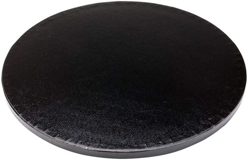 Pastry Tek 12 Inch x 1/2 Inch Thick Cake Drum, 1 Covered Edge Cake Board - Round, Grease Resistant, Black Cardboard Thick Cake Base, Durable, For Parties Or Catering - Restaurantware