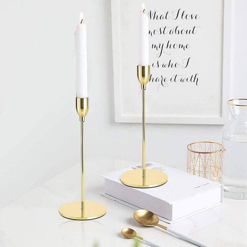Taper Candle Holders Gold Table Decorative Candlestick Holder for Wedding Dinning Party Candle Holders for Taper Candles Metal Candle Stand,Fits 3/4 Inch Slim Candles & Led Candles (Gold)