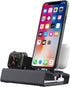 Charging Station for Apple Products,3 in 1 Aluminum Charging Stand for Apple Watch iPhone Airpods iWatch Series SE 8 7 6 5 4 3 2 1 Docking Station Holder Charger Stand with Nightstand Mode- Gray
