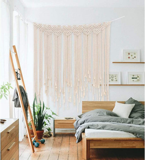 Hooqict Macrame Wall Hanging Large Cotton Handmade Woven Wall Hanging for Boho Wedding Living Room Bedroom Wall Decoration 39"x 45"