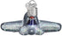 Old World Christmas 46065, Trains, Helicopters, Boats and Trucks Glass Blown Ornaments for Christmas Tree Passenger Plane, Glitter Gray