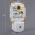 Plug-in Night Light Lamp with Sensor, Farm Sunflower You are My Sunshine Wall LED Nightlights Auto Dusk to Dawn Sensor for Bedroom,Baby Nursing,Kids Room,Hallway, Home Decorative Rustic Wood Plank