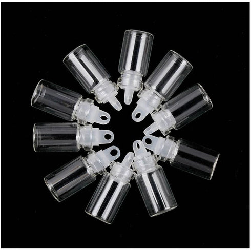 ORYOUGO 50Pcs 1ML Mini Cute Glass Message Bottles with Plastic Stoppers,DIY Decoration Wishing Bottles for Weddings Party Favors