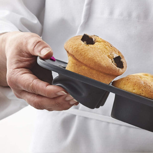 Trudeau Silicone Muffin Pan, 12 Cavities, Fuchsia (Model: 05115197KR)