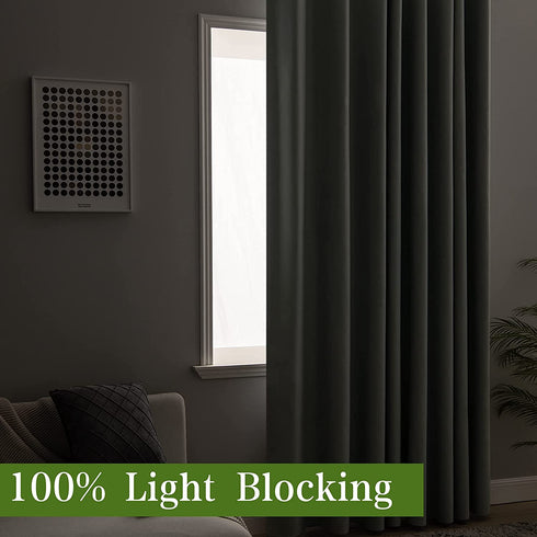 MIULEE 100% Blackout Curtains Thermal Insulated Solid Grommet Curtains/Drapes/Shades for Bedroom Living Room 2 Panels, 52" x 90", Silver Grey