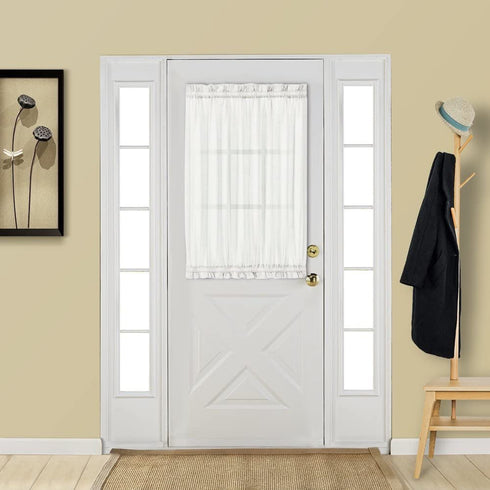 Aquazolax Transparent Sheer French Door Curtain Panel for Window Elegant Solid Voile Rod Pocket Curtain Panel for Glass Door - Set of 2, 54W x 40L, White