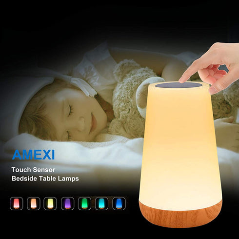 AMEXI Table lamp, Touch Sensor Bedside lamp + dimmable Warm White Light,Used in lamp for Kids Room Room ,Corridor, Living Room USB Rechargeable Night Light (Beige)