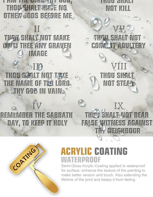 IPIC - The Ten Commandments(White Marble Texture). Giclee Canvas Print Wall Art for Home Decor and Wall Decor.7#F (18x12 x1.5)
