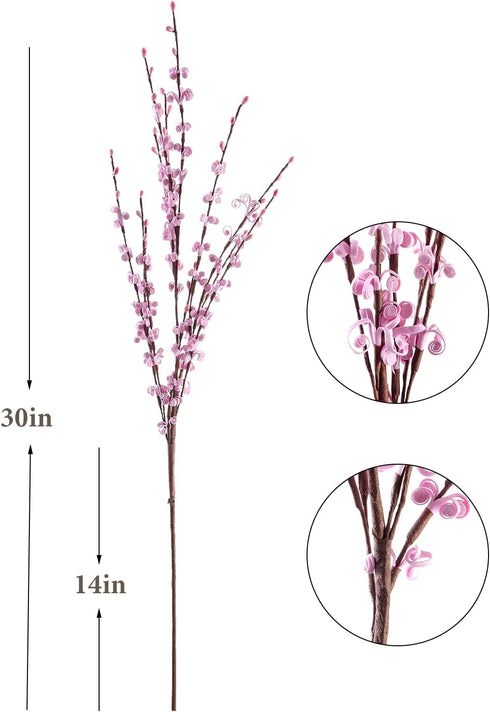 Momkids 10 Pcs 29.5" Long of Artificial Flowers Faux Winter Jasmine Bouquet Fake berries flower for Hotel Banquet Home Office Kitchen Bedroom Wedding Table Accessories DIY Decoration?Pink, 29.5 Inch?