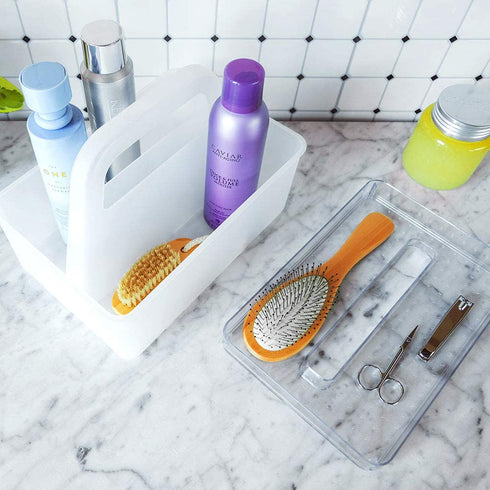 madesmart Caddy with Tray - STACK COLLECTION Stackable & BPA-Free, Medium, Frost