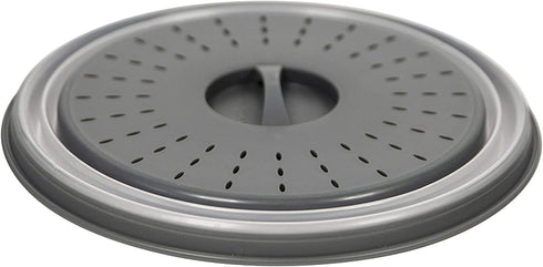 Tovolo - 81-31531 Vented Collapsible Microwave Splatter Proof Food Plate Cover With Easy Grip Handle Dishwasher-Safe, BPA-Free Silicone & Plastic, 10.5" Round, 10.5 inch, Charcoal