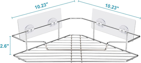 AmazerBath Corner Shower Caddy with Hooks, Adhesive Shower Shelf Stainless Steel, Shower Organizer Wall Mounted for Bathroom, Kitchen, Toilet, Chrome, 2 Pack