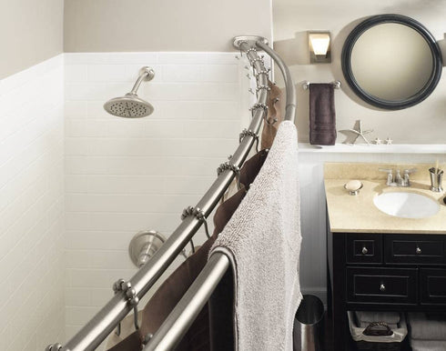 Moen DN2141CH 60-Inch Adjustable Stainless Steel Double Curved Shower Rod, Chrome