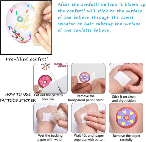 CNsoyee Donut Grow Up Party Decoration Kit, Donut Party Supply with Tattoo Sticker Banner Latex Foil Confetti Balloon Swirl Cake Topper Happy Birthday Garland