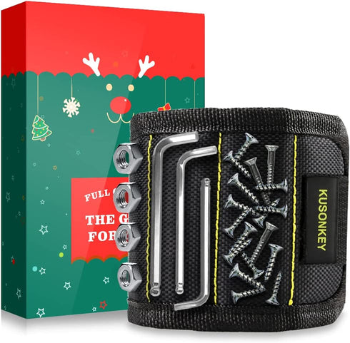Magnetic Wristband for Holding Screws,KUSONKEY Christmas Gifts for Men Who have Everything,Wrist Magnetic Screw Holder with Strong Magnets,Wrist Magnet Tool for Dad,Father,Handyman,Electrician