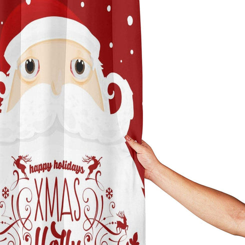 Xmas Holly Jolly Shower Curtain Festive Cute Cartoon Santa Claus with Many Gifts Merry Christmas Shower Curtains Happy New Year Shower Curtain Set with 12 Hooks 60 X 71
