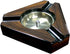 Prestige Import Group - Triangular Maple Lacquer 3 Cigar Ashtray - Dark Maple Wood and Black Accents