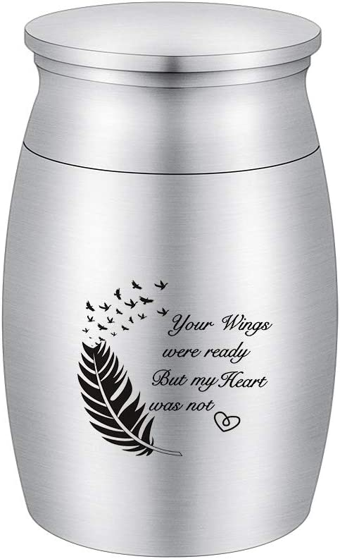 3 Inches Small Keepsake Urn for Human Ashes Aluminum Mini Cremation Urns Memorial Ashes Urn Miniature Burial Funeral Urns for Sharing Ashes Mini Keepsake Urn-Your Wings were ready But my Heart was not