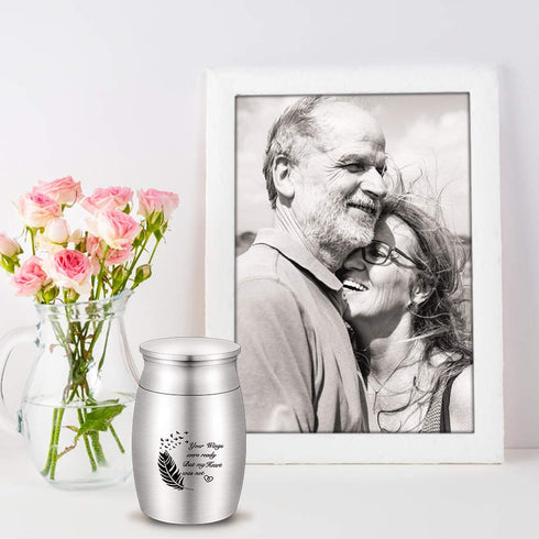 3 Inches Small Keepsake Urn for Human Ashes Aluminum Mini Cremation Urns Memorial Ashes Urn Miniature Burial Funeral Urns for Sharing Ashes Mini Keepsake Urn-Your Wings were ready But my Heart was not