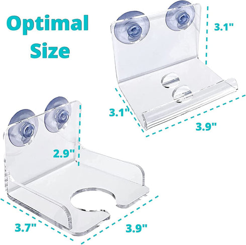 Atlas Hold Set of 2 - Beer/Wine and Phone Shower Holder | Shower Cup Holder | Beer Gifts & Bath Accessories | Bathtub Wine Glass Holder | Shower Phone Holder Suction Cup (Clear)