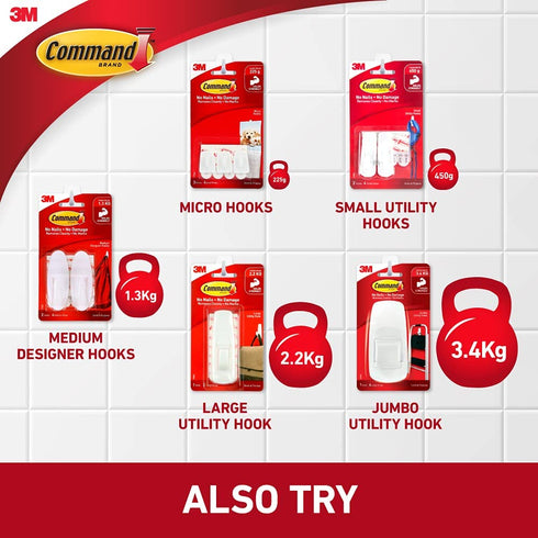 Command Large Utility Hook, White, 1-Hook, 6-Pack, Organize Damage-Free