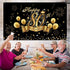 Happy 80th Birthday Decoration Banner Backdrop Party Decoration, Black Gold 80 Birthday Banner Sign Poster for 80th Anniversary Photo Booth Props Background Birthday Party Supplies, 72.8 x 43.3 Inch