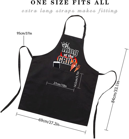 Apron for Men - Funny Mens black kitchen Cooking Chef Aprons for Adults with Pockets Father's Day