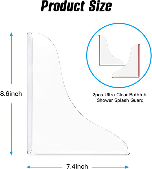 Tiga 2 Pieces Bathtub Shower Splash Guard, Bathroom Bath Tub Splash Guards with 3M Super Viscose, Perfectly Matched to Shower Curtain Weights