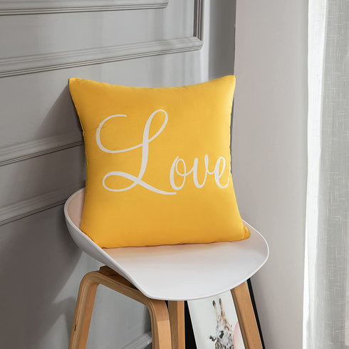 Britimes Yellow Set of 4 Throw Pillow Covers Home Decor Pillow Cases Decorative 18X18 Inches Outdoor Cushion Couch Sofa Cojines Pillowcases Sunshine Happy Love Smile