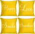 Britimes Yellow Set of 4 Throw Pillow Covers Home Decor Pillow Cases Decorative 18X18 Inches Outdoor Cushion Couch Sofa Cojines Pillowcases Sunshine Happy Love Smile